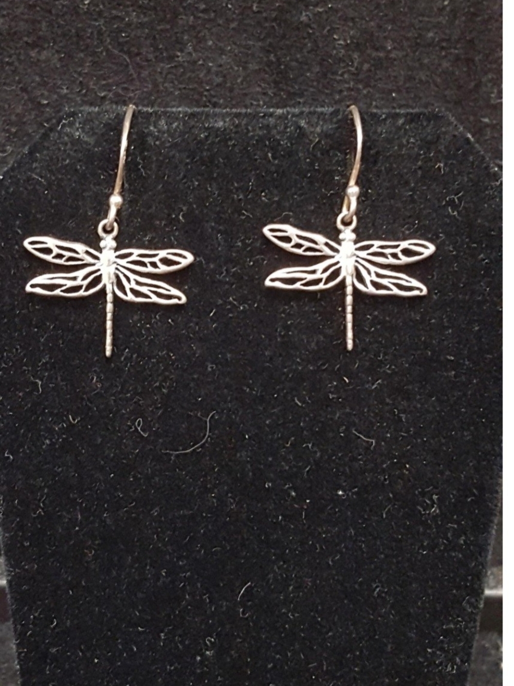 Sterling Silver Dragonfly Dangle Earrings - Silver